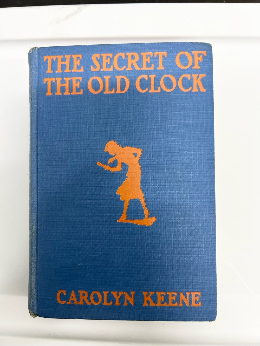 Vintage Nancy Drew hardcover book Secret of the Old Clock blue/orange c.1930